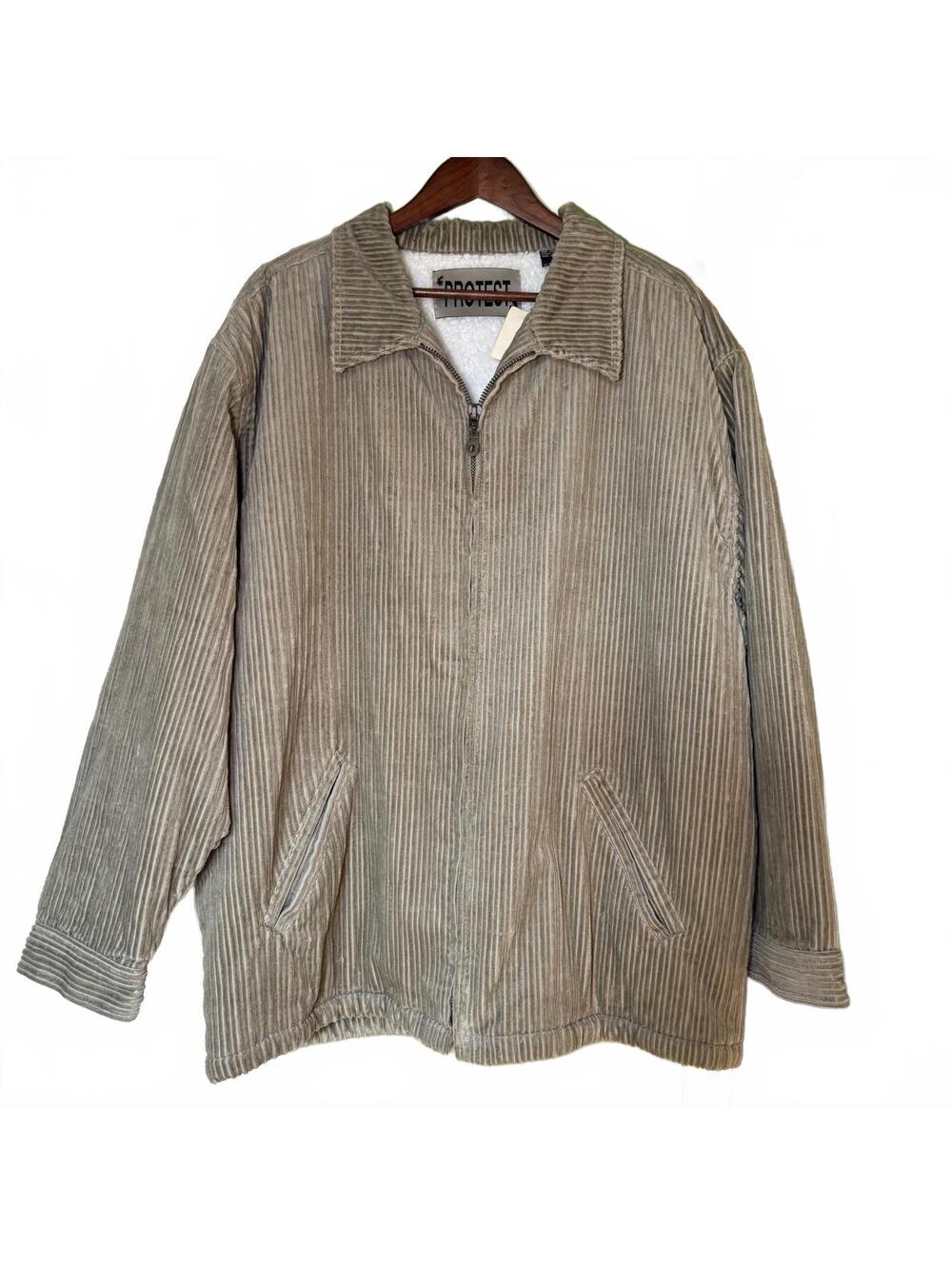 Protest Taupe Corduroy Sherpa Lined Jacket Vintage XL Y2K Streetwear Grunge NWT